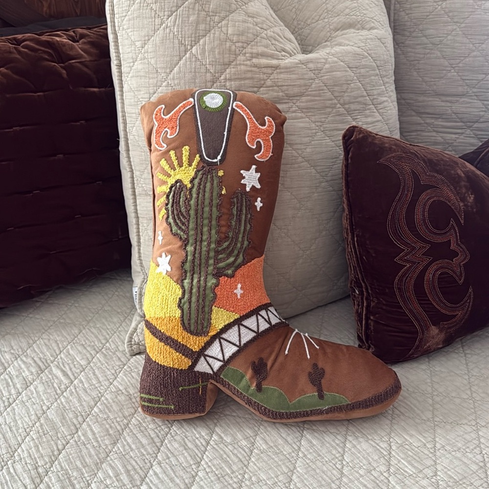 Western cowboy boot pillow
